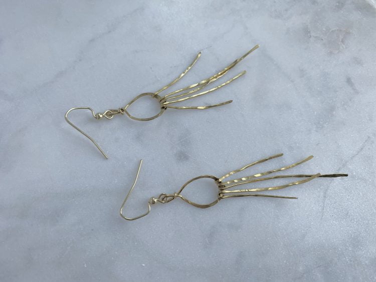 Lightweight handmade fringe hoop earrings