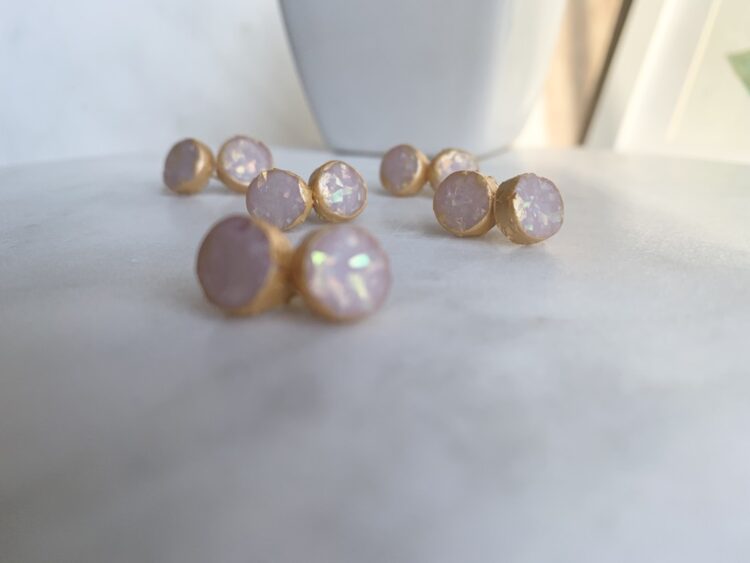 Hand Painted Opal Studs