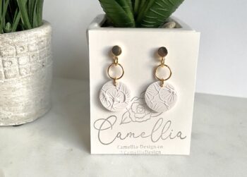 Summer White Double Sided Clay Drop Earrings