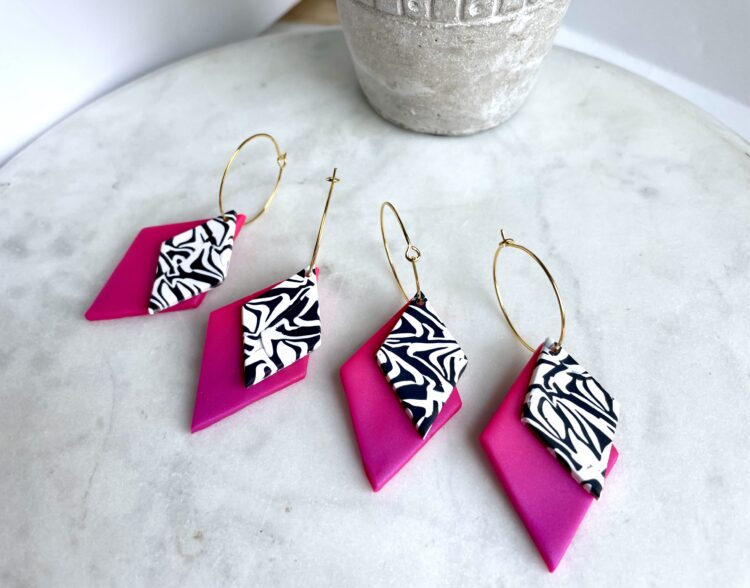 Zebra print and neon hoop earringS