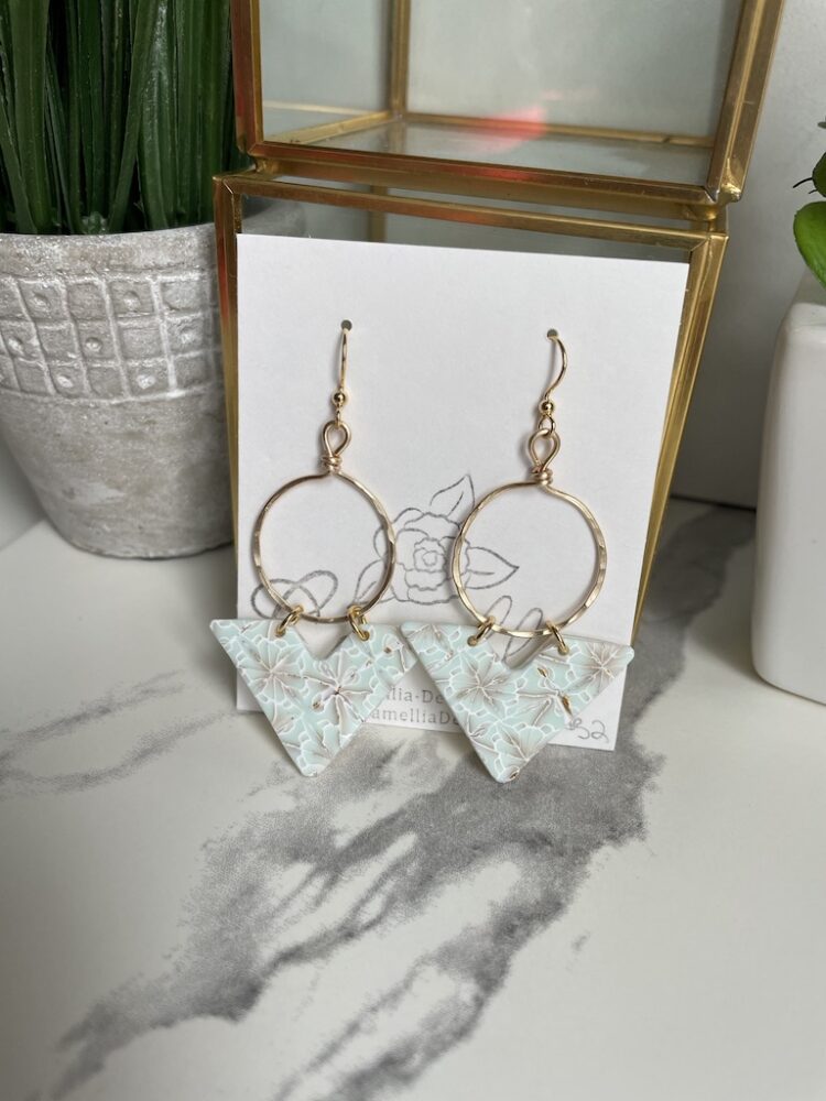 Mint Green Hammered Hoop Earrings