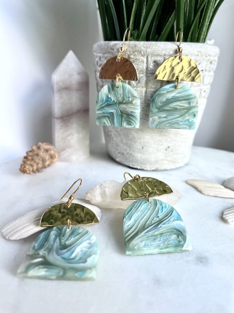 Waves Arch Clay Earrings