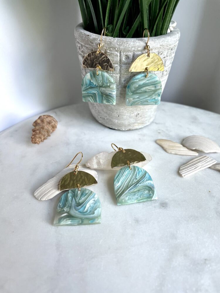 Waves Arch Clay Earrings