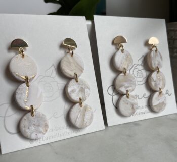 White Marble Stacked Earrings