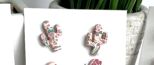 Fall Floral Cactus Studs