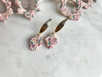 Fall Floral Linear Clay Earrings