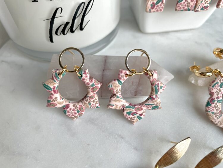 Fall Floral Burst Clay Earrings