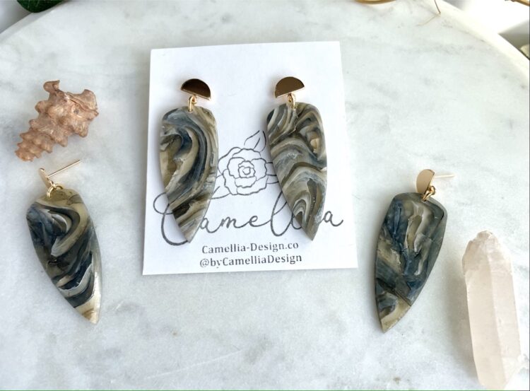 Smokey Quartz Polymer Clay Earring