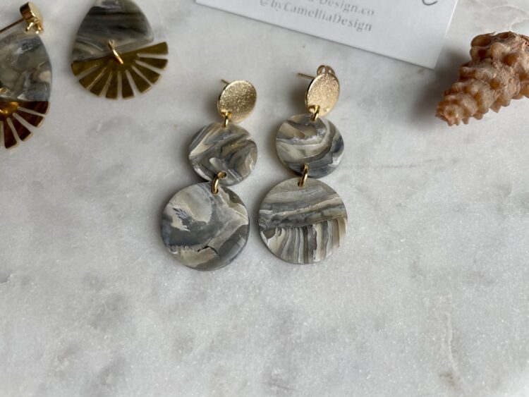 Smokey Quartz Polymer Clay Earring