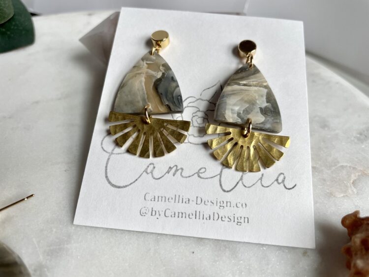 Smokey Quartz Polymer Clay Earring