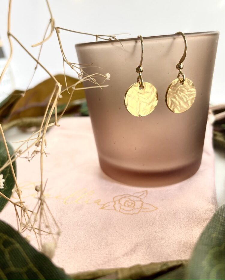 Hammered Gold-Plated Disc Earrings