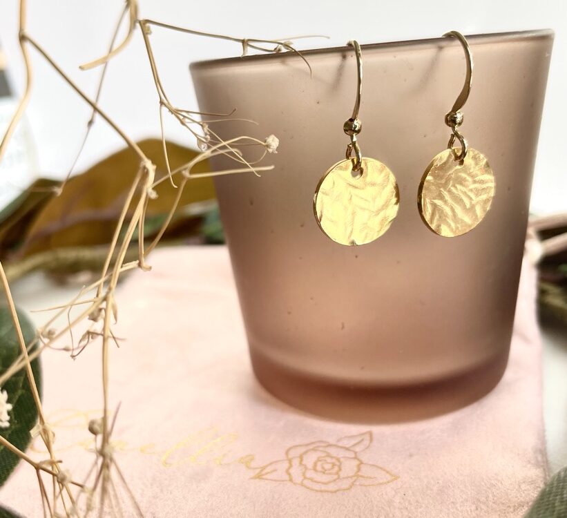 Buy Hammered Gold Disc Earrings, Minimalist Gold Dangle Earrings, Gold Drop  Earrings Online in India - Etsy