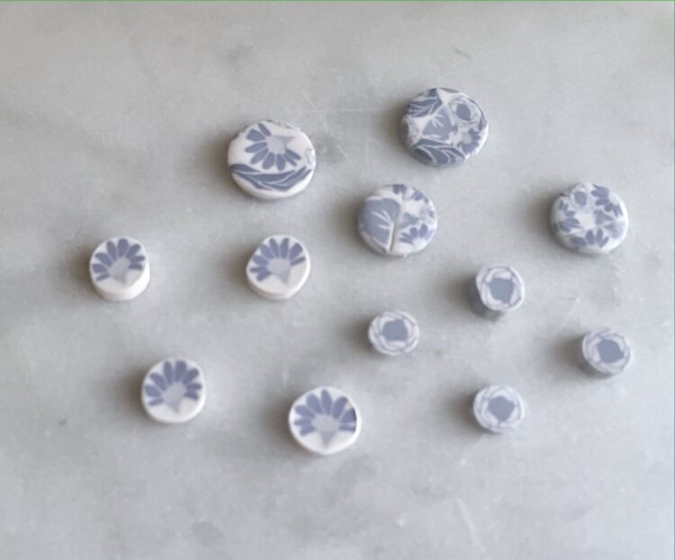 Blue and White Floral Stud Earrings