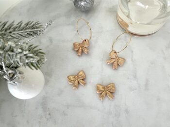 Golden Bow Christmas Earrings