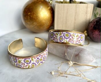 Purple Floral Cuff Bracelet