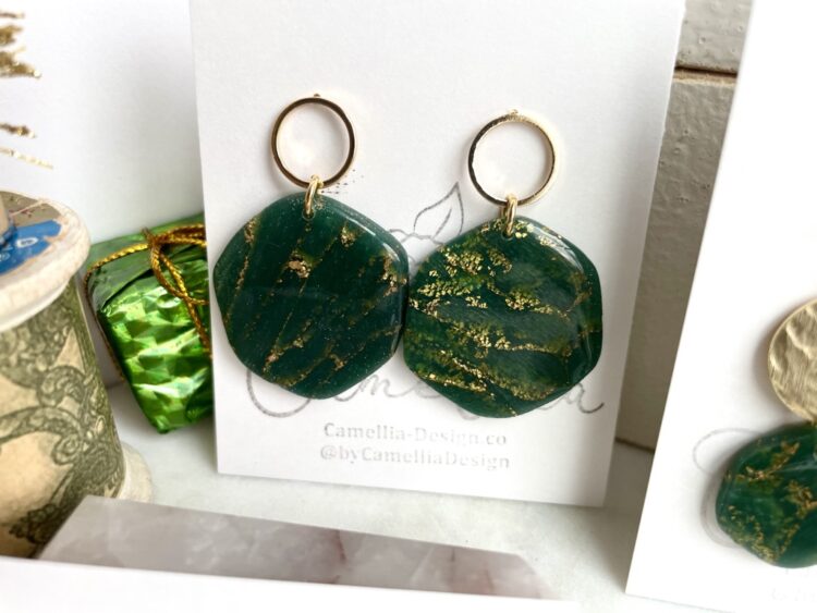 Emerald Organic Circle Earrings
