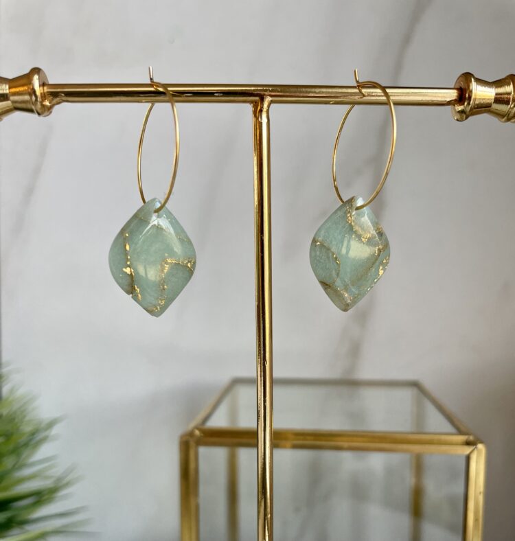 Aquamarine Teardrop Hoop Earring