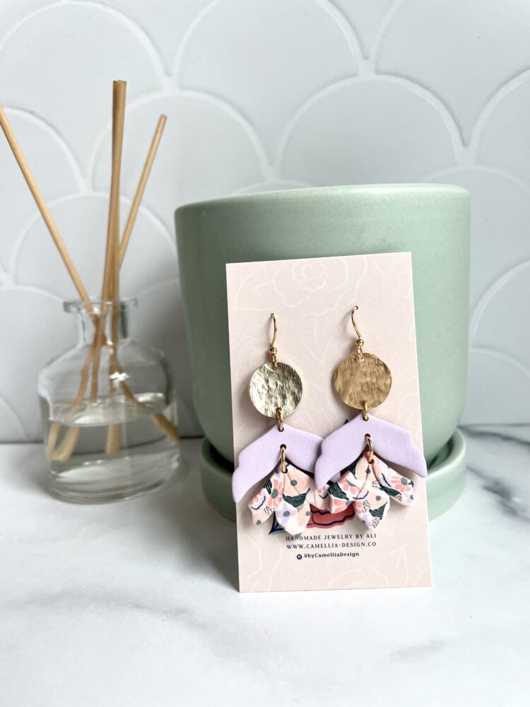 Lilac and Floral Earrings