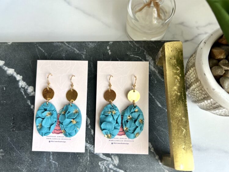 Teal Floral Earrings