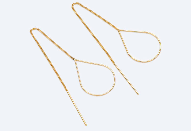 Gold Teardrop Threader Earrings