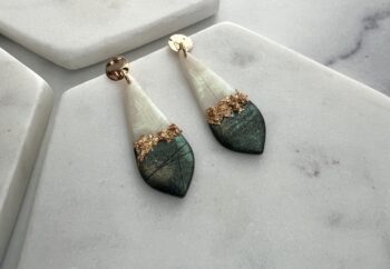 Labradorite and Mother of Pearl Linear Earrings