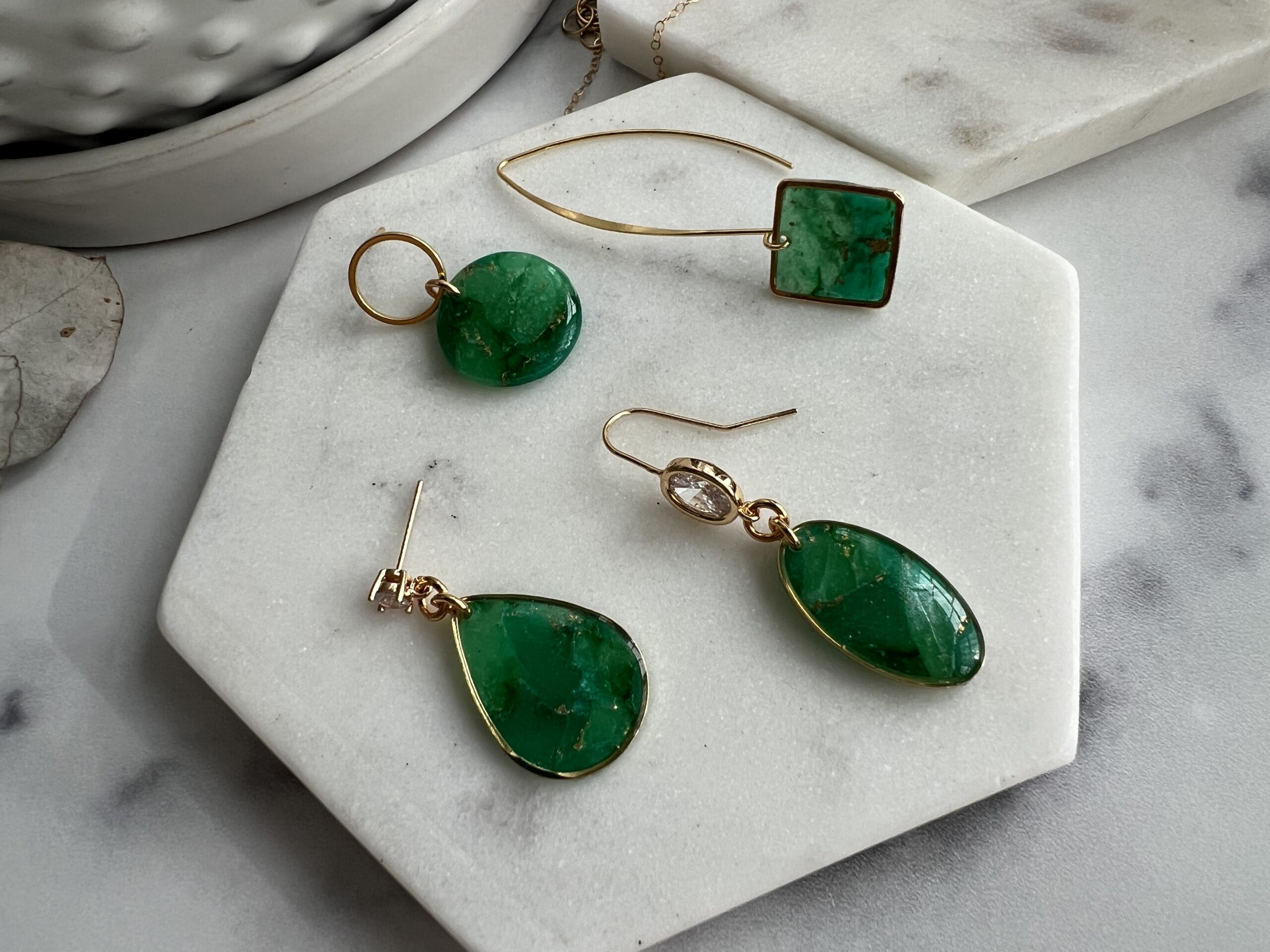 Sterling Silver Rhod-plat Created Emerald Earrings – Goldia.com